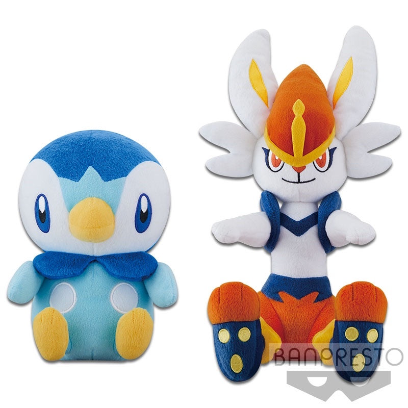 Pokemon Piplup & Cinderace Banpresto 23cm Plush Soft Toy Stuffed Doll