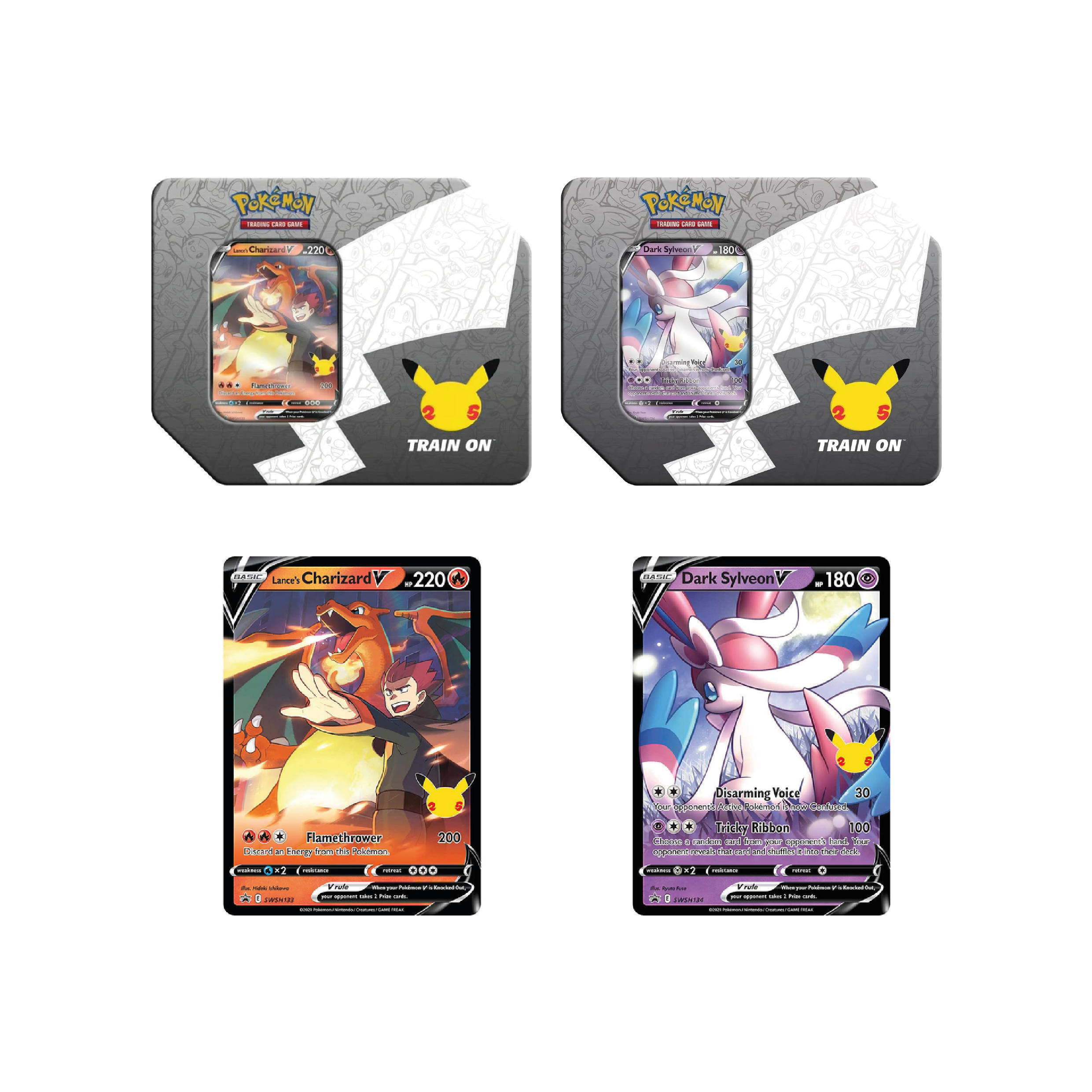 Pokémon TCG: Celebrations Big Tin Lance's Charizard V & Dark Sylveon V